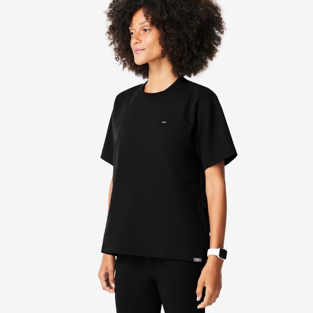 NWT Figs Lismore Crew Top in Black